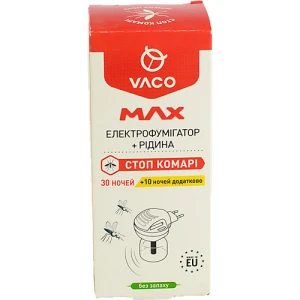 Електрофумігатор Vaco Max з рідиною від комарів 30 мл