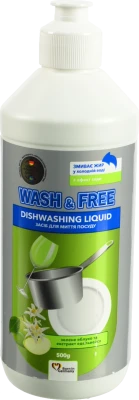 Засіб для миття посуду Wash&Free 500г Зелене яблуко Едельвейс