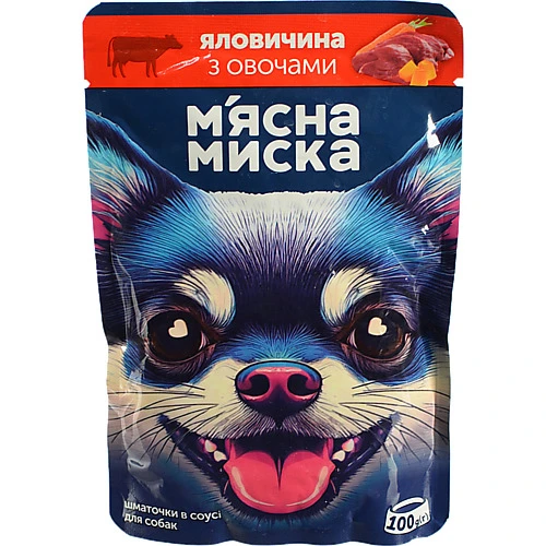 Корм д.собак ММ 100г шматочки в соусі з яловичиною та овочами