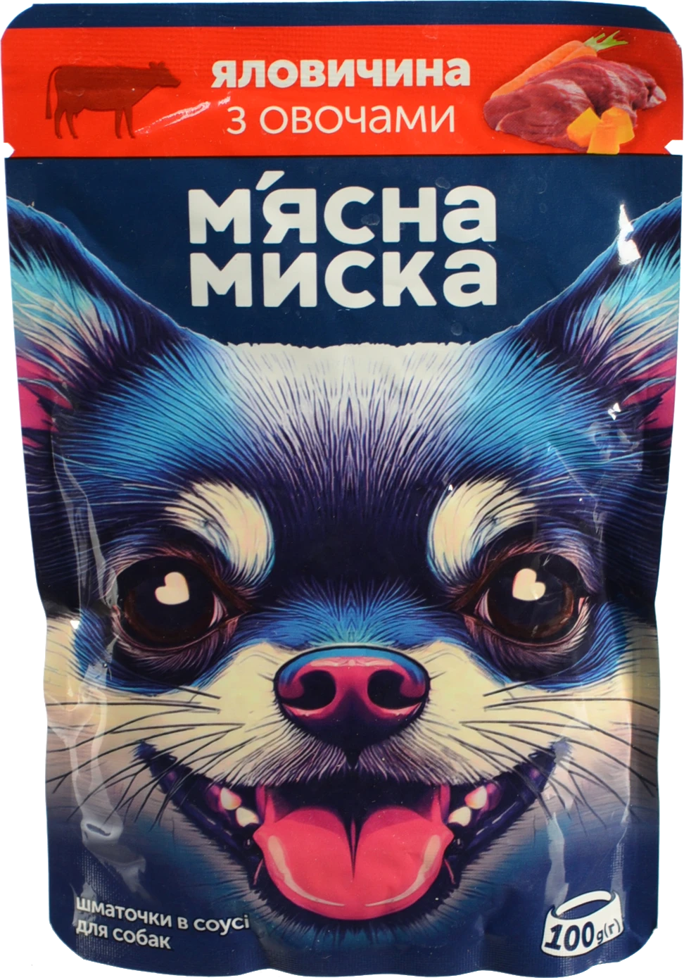 Корм д.собак ММ 100г шматочки в соусі з яловичиною та овочами