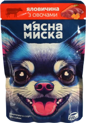 Корм д.собак ММ 100г шматочки в соусі з яловичиною та овочами