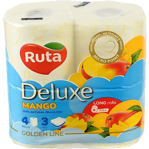 Папір туалетний "Ruta" Pure White Deluxe 4рул 3ш білий манго