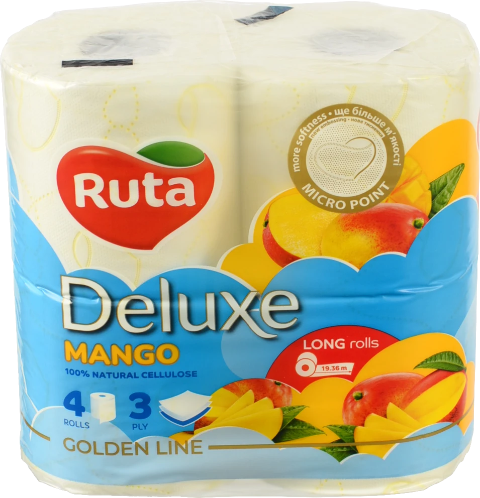 Папір туалетний "Ruta" Pure White Deluxe 4рул 3ш білий манго