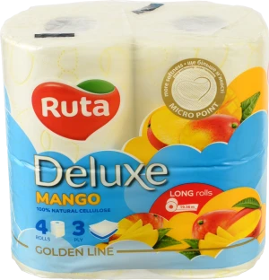 Папір туалетний "Ruta" Pure White Deluxe 4рул 3ш білий манго