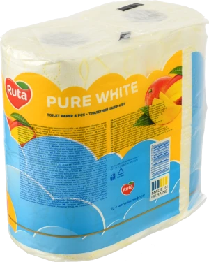 Папір туалетний "Ruta" Pure White Deluxe 4рул 3ш білий манго