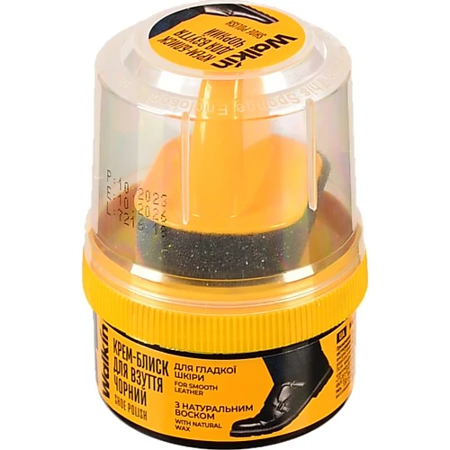Крем-блиск для взуття з аплікатором чорний для гладкої шкіри Walkin 50мл