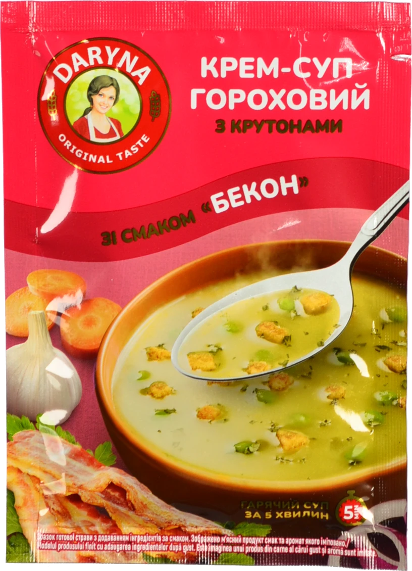 Крем-суп гороховий зі смаком «Бекон» з крутонами пачка 18 г