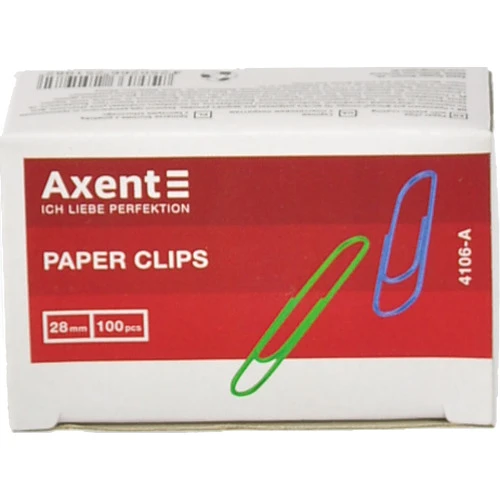 Скріпки круглі Axent 28 мм 100 шт кольорові