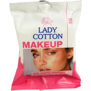 Серветки вологі Lady Cotton 20шт д.зняття макіжу єврослот