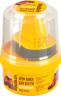 Крем-блиск для взуття з аплікатором безкольоровий для гладкої шкіри Walkin 50мл