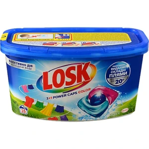 Засіб для прання концентрований у капсулах 3+1 Power Caps Color Losk 15x12г