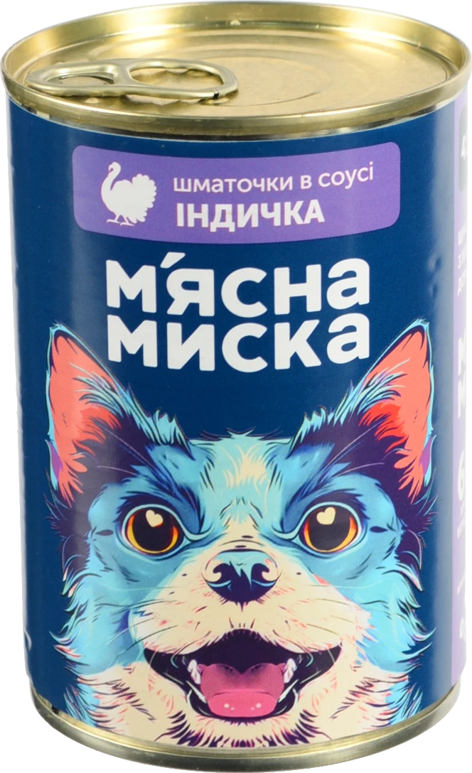 М'ясна Миска Консервований Корм для дорослих собак Індичка Шматочки в соусі 415г