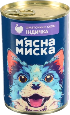 М'ясна Миска Консервований Корм для дорослих собак Індичка Шматочки в соусі 415г