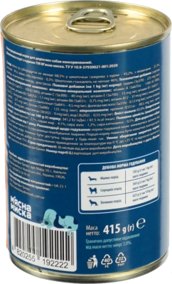 М'ясна Миска Консервований корм для собак - Курка в соусі (415г)