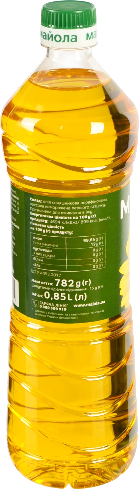 Олія соняшникова нерафінована Майола 0.85л