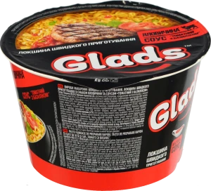 Локшина швидкого приготування Яловичина + Соус Томатний з базиліком Glads ст 85г