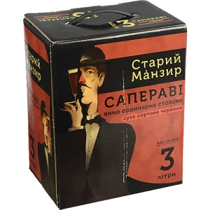 Вино Старий Манзир 3л сапераві сухе червоне ординарне столове