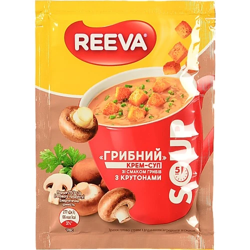 Крем-суп Reeva зі смаком грибів з крутонами 15.5г