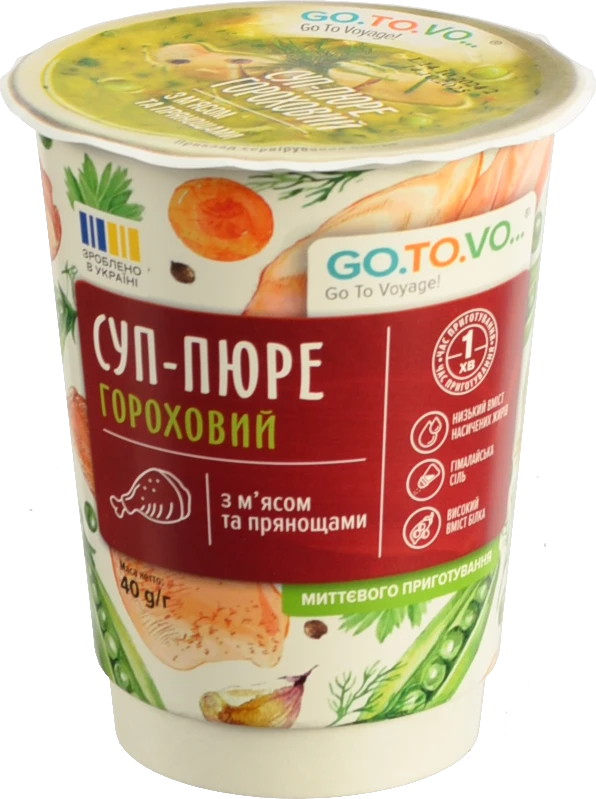 Суп-пюре Go.To.Vo 40г гороховий з м'ясом та спеціями