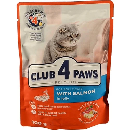 Корм для дорослих котів з лососем в желе Клуб 4 лапи м/у 100г