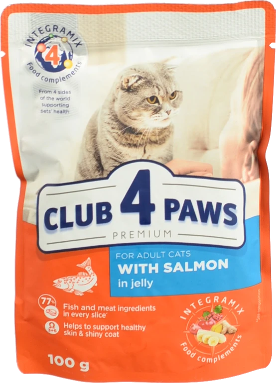 Корм для дорослих котів з лососем в желе Клуб 4 лапи м/у 100г