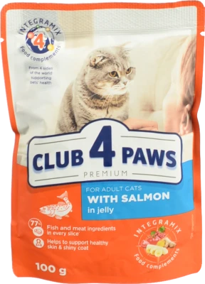 Корм для дорослих котів з лососем в желе Клуб 4 лапи м/у 100г