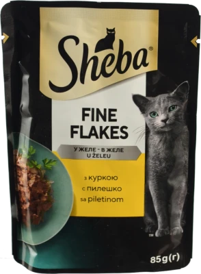 Корм вологий для дорослих котів з куркою в желе Sheba Fine Flakes 85г