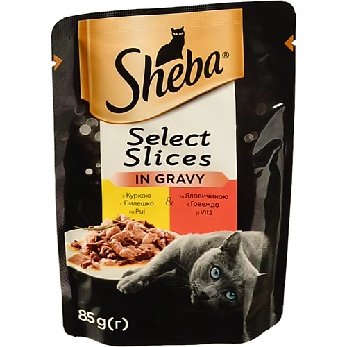 Корм Sheba 85г Select Slices курка яловичина в соусі