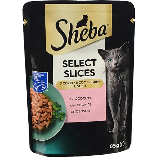 Корм Sheba Select Slices з лососем у соусі 85г