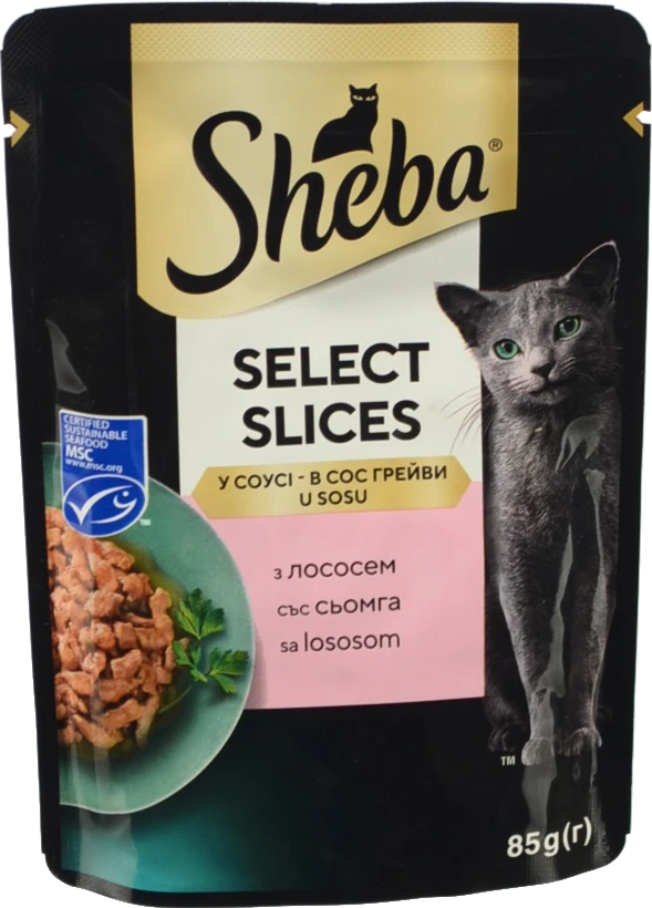 Корм Sheba Select Slices з лососем у соусі 85г