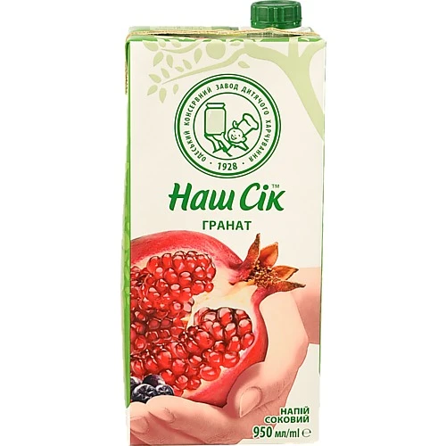 Несолодкий гранатовий нектар Наш сік 0.95л