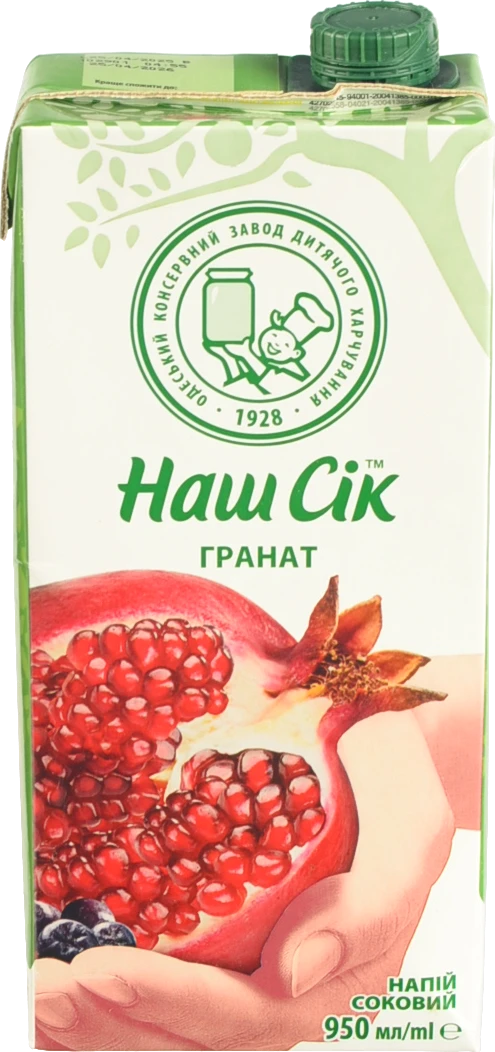 Несолодкий гранатовий нектар Наш сік 0.95л