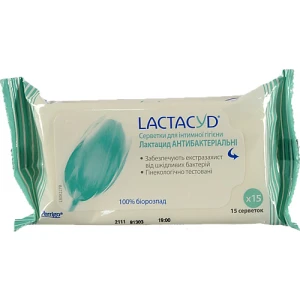 Серветки для інтимної гігієни Антибактеріальні Lactacyd 15шт