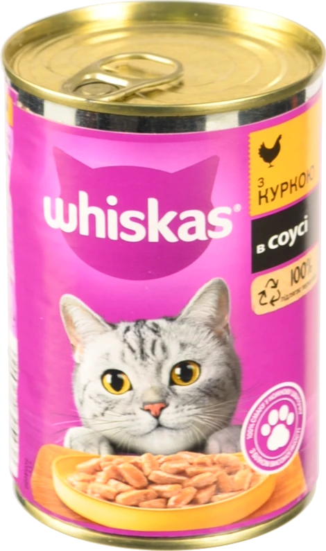 Корм Whiskas для дорослих котів з куркою в соусі 400г