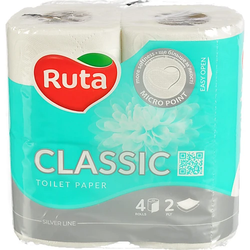 Папір туалетний 2-х шаровий Classic Ruta 4шт