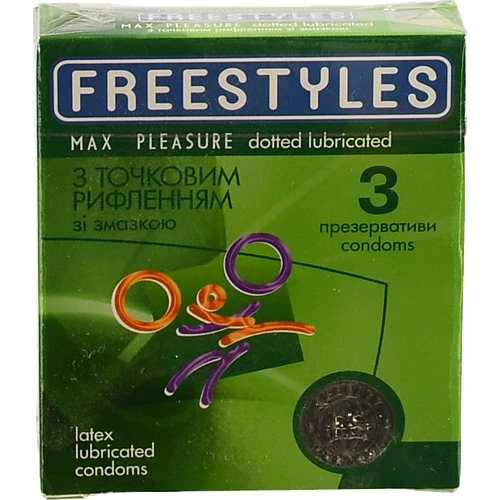 Презервативи з точковим рифленням зі змазкою Max Pleasure Freestyles 3шт