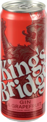 Напій слабоалкогольний сильногазований «King's Bridge Gin & Grapefruit», з/б, 7%, 0,33 л