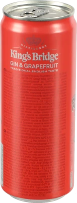 Напій слабоалкогольний сильногазований «King's Bridge Gin & Grapefruit», з/б, 7%, 0,33 л