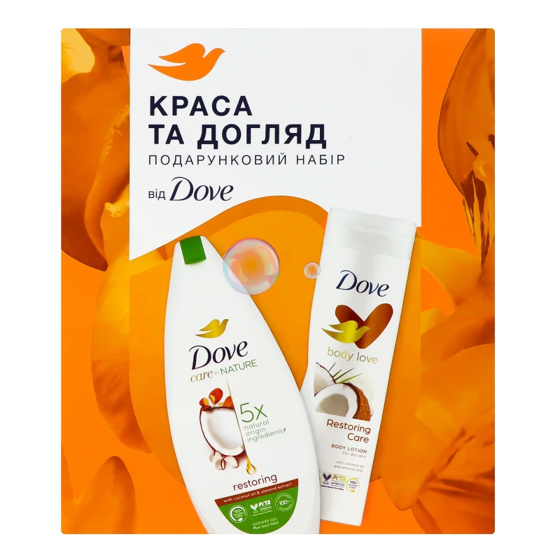Набір подарунковий Крем-гель для душу+Лосьйон для тіла Краса та догляд Dove 1шт