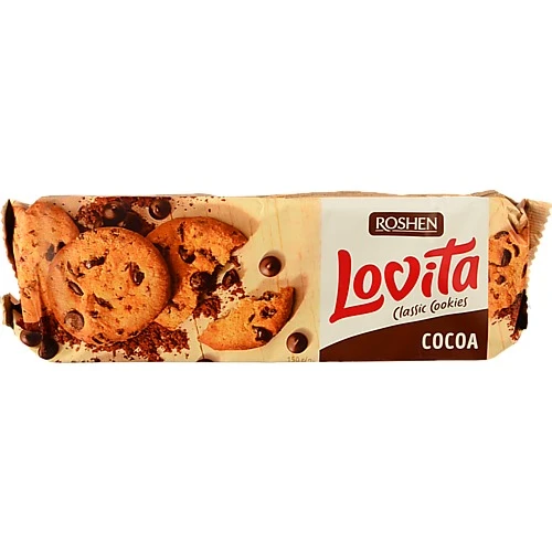 Печиво здобне з кусочками глазурі Lovita Classic Cookies Roshen 150г