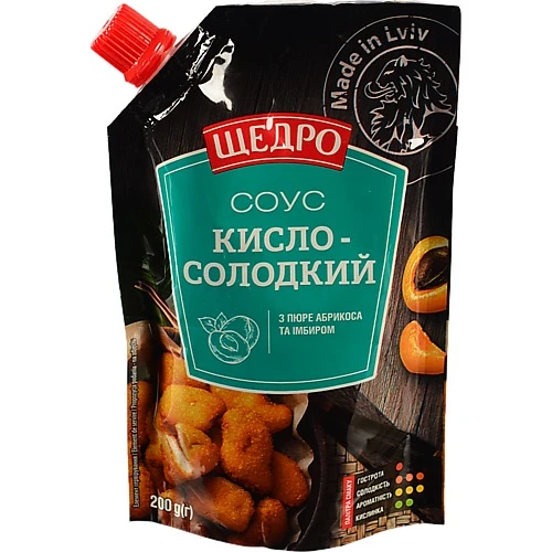 Соус з пюре абрикоса та імбиром Кисло-солодкий Щедро д/п 200г