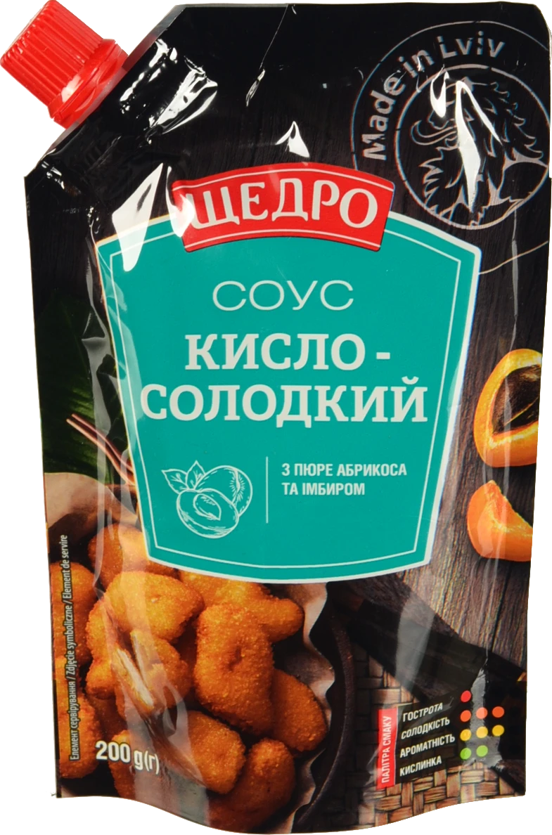 Соус з пюре абрикоса та імбиром Кисло-солодкий Щедро д/п 200г