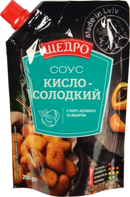Соус з пюре абрикоса та імбиром Кисло-солодкий Щедро д/п 200г