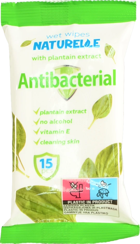 Серветки вологi Naturelle 15шт антибактерiал.подорожник