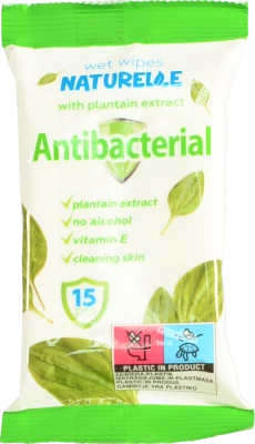 Серветки вологi Naturelle 15шт антибактерiал.подорожник