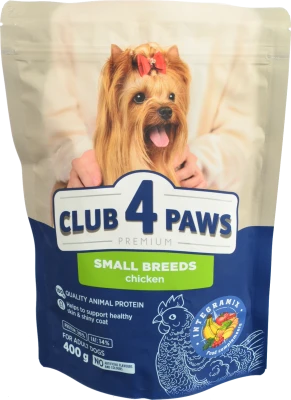 Корм сухий повнораціонний для дорослих собак малих порід Chicken Premium Club 4 Paws д/п 400г
