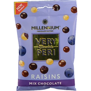 Драже Millennium Very Peri родзинки чорний білий молочний шоколад 100г
