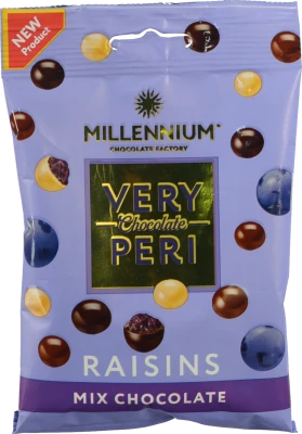Драже Millennium Very Peri родзинки чорний білий молочний шоколад 100г