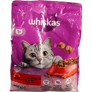 Корм сухий для дорослих котів з яловичиною Whiskas 800г