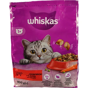 Корм сухий для дорослих котів з яловичиною Whiskas 800г